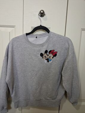 🦋5/25$ Disney Grey Sweatshirt with Embroidered Mickey & Minnie